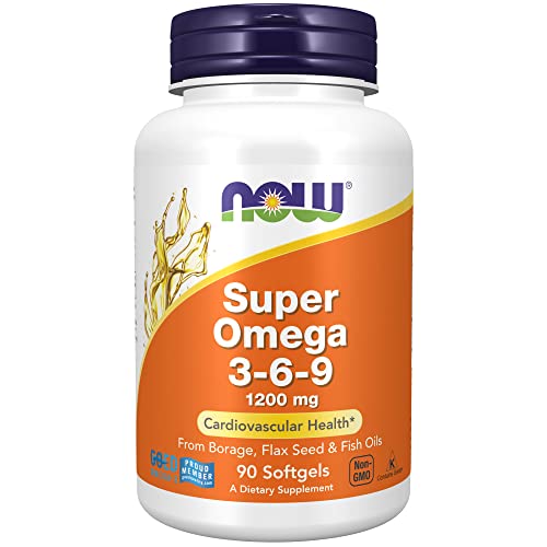 NOW Supplements, Super Omega 3-6-9 1200 mg with a blend of Fish, Borage and Flax Seed Oils, 90 Softgels