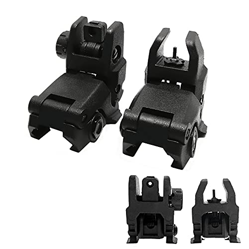FIRECLUB Newest Model Tactical Polymer Folding Front and Rear Set Flip Up Backup Sights Black