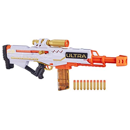 NERF Ultra Pharaoh Blaster with Premium Gold Accents, 10-Dart Clip, 10 Ultra Darts, Bolt Action, Compatible Only Ultra Darts