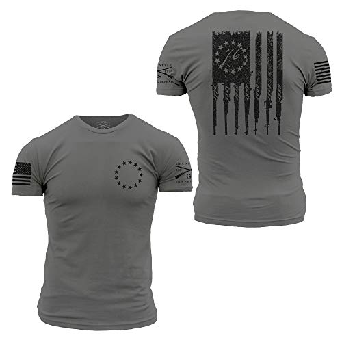 Grunt Style Betsy Rifle Flag Men's T-Shirt (Heavy Metal, XXXX-Large)