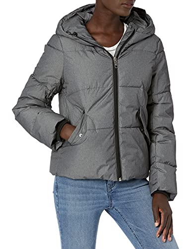 Amazon Brand - Daily Ritual Women's Short Water-Resistant Primaloft Puffer Jacket, Grey Heather, Medium
