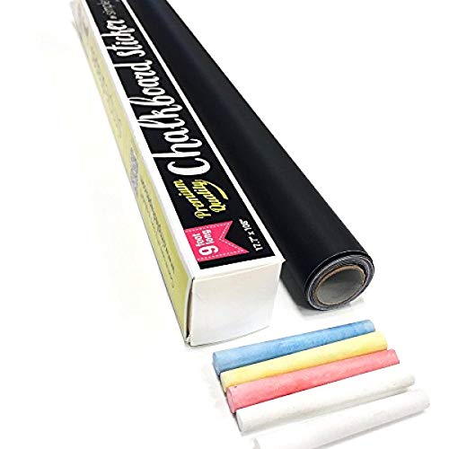 Extra Large Chalkboard Contact Paper 9 Feet roll (108 inches) + (5) Color Chalk Included - by Simple Shapes