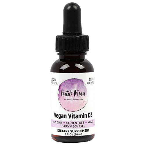 Liquid Vitamin D3 Vegan 2000 IU (50 mcg) Per Dose by Fertile Moon - Premium Plant-Based Vitamin D3 from Lichen - Non-GMO, No Gluten, Dairy, or Soy - 30 Doses per Bottle