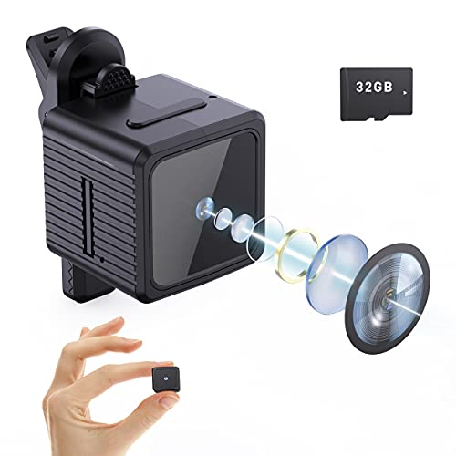 Spy Camera 1080P Mini Hidden Camera Night Vision Motion Detection Small Camera with 32GB SD Card for Home Security /Indoor/Warehouse/Apartment/Office