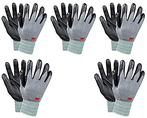3M Comfort Grip Nitrile Foam Work Gloves, Super Grip 200, General Use / for Safety, Texting, Smartphone -5 Pairs- (Medium)