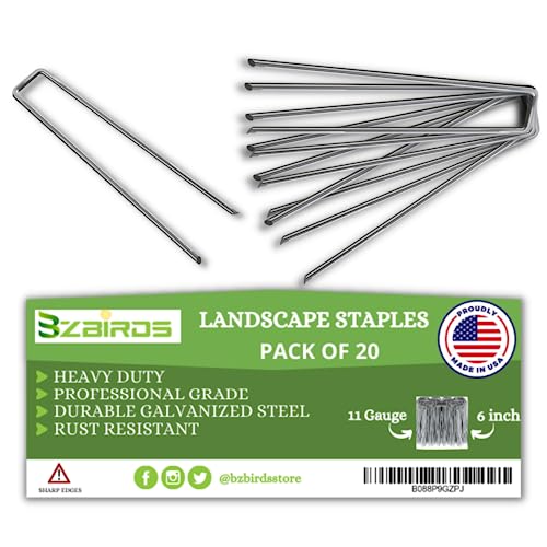 BzBirds USA Made Landscape Staples 6 inch 11 Gauge Garden Stakes Galvanized SOD Pins Lawn Stake for Weed Barrier Fabric Ground Cover Holding Fence Artificial Turf Irrigation Tubing Garden Staple