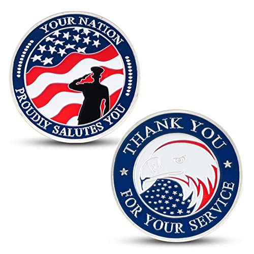 PiaoHao Military Challenge Coins Thank You for Your Service Military Gifts Men's Women's Veterans' Day Gifts