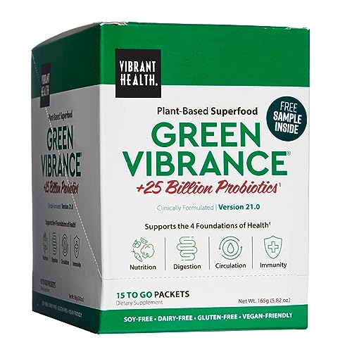 Vibrant Health, Green Vibrance Packets, Travel-Friendly Vegan Superfood Powder, 15 Packets