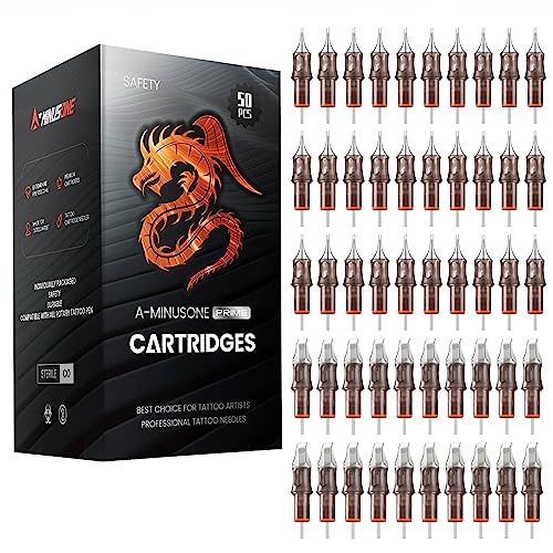50 Assorted Tattoo Cartridge Needles Mixed Size #10 Bugpin Round Liner Shader Magnum - 5Pcs each of 5RL, 7RL, 9RL, 11RL, 5RS, 9RS, 15M1, 21M1, 15RM, 21RM Pro Disposable Membrane Tattoo Needles