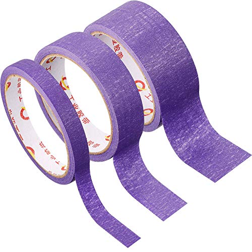 Outus 3 Rolls Purple Art Craft Tape Removable Masking Tape Multi Purpose Tape for DIY Labeling Decoration, 0.5 Inch, 1 Inch, 1.5 Inch