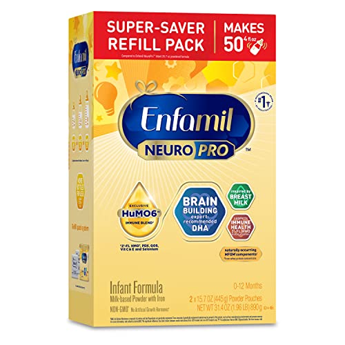 Enfamil NeuroPro Baby Formula, Triple Prebiotic Immune Blend with 2'FL HMO & Expert Recommended Omega-3 DHA, Inspired by Breast Milk, Non-GMO, Refill Box, 31.4 Oz (Packaging May Vary)