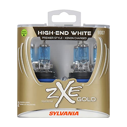 SYLVANIA - 9007 (HB5) SilverStar zXe GOLD High Performance Halogen Headlight Bulb - Bright White Light Output, Best HID Alternative, Xenon Charged Technology (Contains 2 Bulbs)