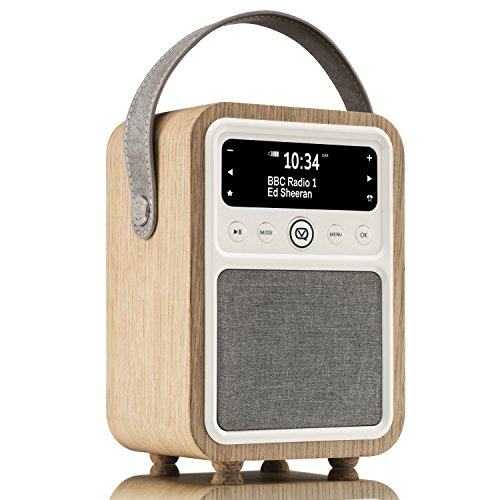 VQ Monty HD Digital Radio with AM & FM, Bluetooth & Alarm Clock Shortwave Radio – Real Wood Case Oak