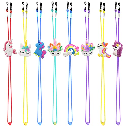 Kids Glasses Strap (8PCS) Unicorn Rainbow Adjuster Stretchy Eyeglass Strap for Boys Girls