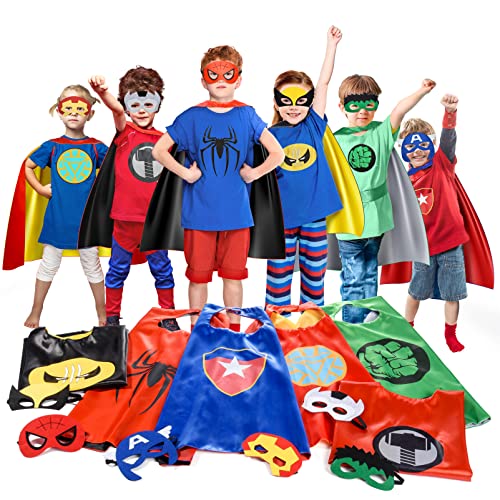 Roko Superhero Capes for Kids Cool Halloween Costume Cosplay Festival Party Supplies Favors Dress Up Cloth Gifts for 3-12 Year Old Boys Girls Toys Age 3-10 Xmas Christmas Stocking Filler Stuffers
