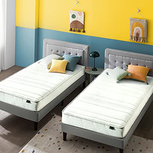 Zinus 6 Inch Foam and Spring TwinMattress 2 Piece Set for Bunk Beds /Mattress-in-a-Box