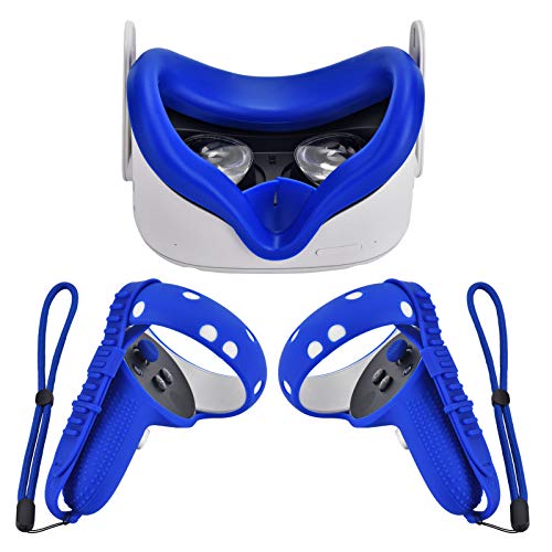 XIAOGE Controller Accessories for Oculus Quest 2 with Face Cover Combo, VR Headset Accessory Sweatproof Anti Collision