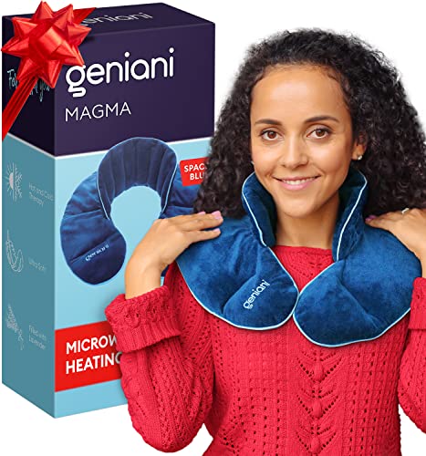 GENIANI Microwavable Heating Pad for Neck and Shoulders with Herbal Aromatherapy - Calming Weighted Cordless Neck Wrap - Heat Pad for Pain Relief - Microwave Heating Pad, Gifts for her (Space Blue)