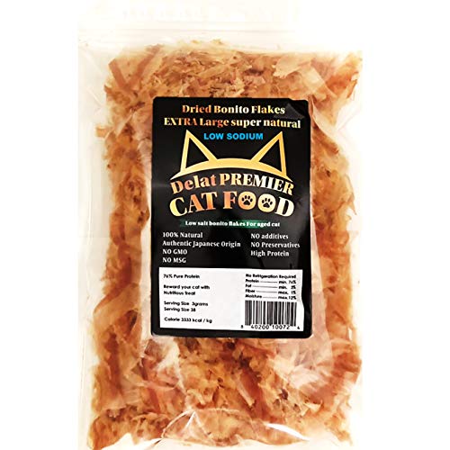 Delat Premier Bonito Flakes Cat Treat, 114 g / 4.02 oz - NO Salt Added -