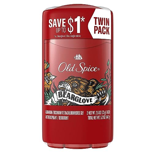 Old Spice Anti-Perspirant Deodorant for Men, Bearglove, 2.6 oz, Pack of 2