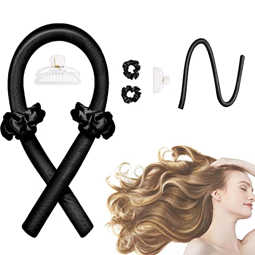 CORATED Heatless Curlers, Heatless Curling Rod Headband No Heat Hair Curlers to Sleep in with Hair Clips and Scrunchie, Sleeping Curls Silk Ribbon Hair Rollers, Overnight Hair Wrap Curls Styling Kit