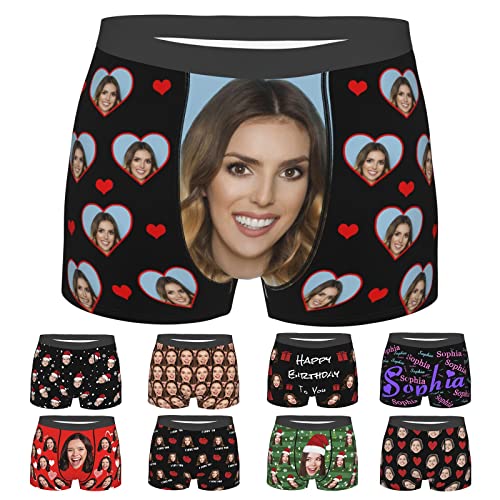 Custom Face Mens Boxer Briefs Personalized Underwear with Photo Picture Customized Boxers Gifts for Boyfriend Husband Him