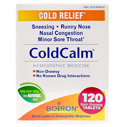 Boiron ColdCalm Tablets for Relief of Common Cold Symptoms Such as Sneezing, Runny Nose, Sore Throat, and Nasal Congestion - Non-Drowsy - 120 Count (2 Pack of 60)