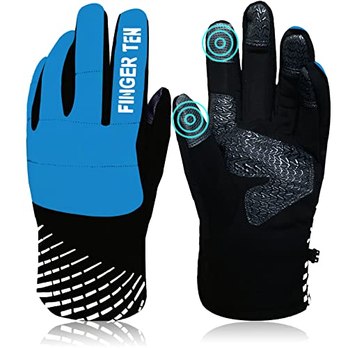 Amy Sport Winter Gloves for Men and Women Waterproof Touchscreen Non-Slip Snow Work Thermal Extreme Cold Weather (Blue, Medium)