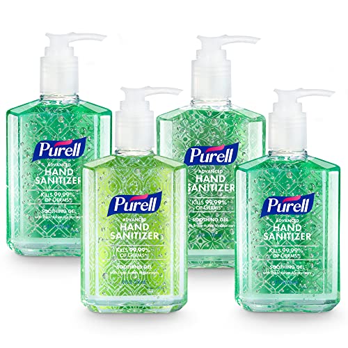 Purell Advanced Hand Sanitizer Soothing Gel, Fresh scent, with Aloe and Vitamin E , 8 Fl Oz Pump Bottle (Pack of 4)