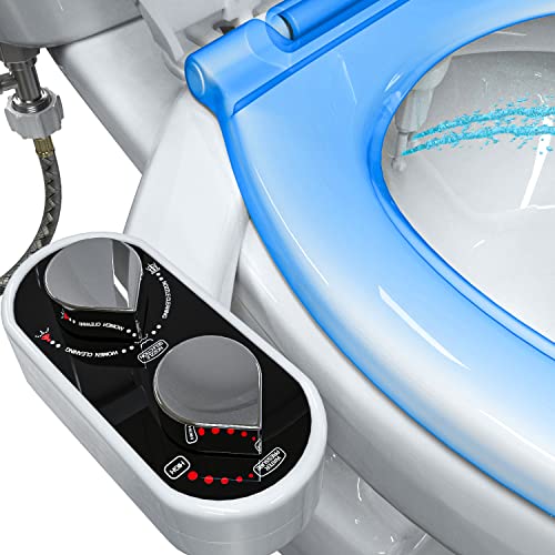 Clear Rear Bidet Attachment for Toilet - Toilet Bidet with 2 Retractable Nozzles for Front & Back Cleansing - Non Electric, Fresh Water Bidet Toilet Seat Attachment - Easy Install Bidet Sprayer