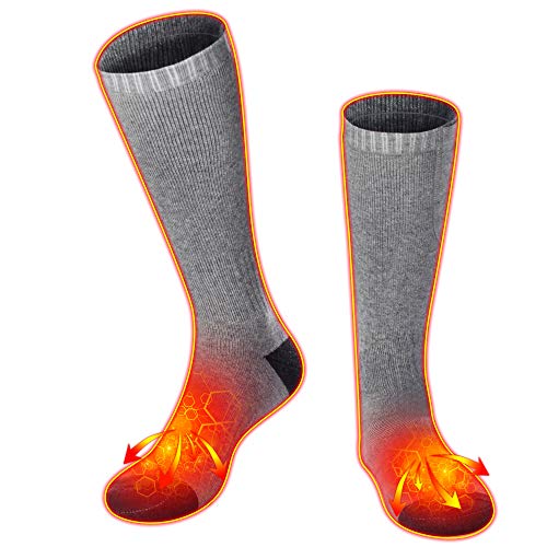 Rabbitroom Heated Socks Rechargebale Electric for Men Women Winter Thermal Foot Warmer (A-Gray)