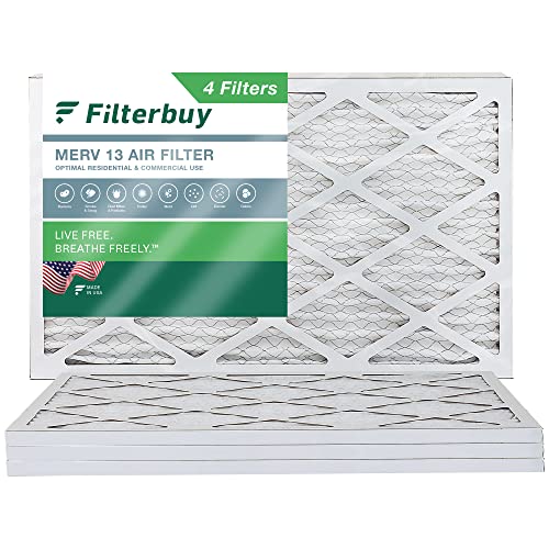 Filterbuy 18x30x1 Air Filter MERV 13 Optimal Defense (4-Pack), Pleated HVAC AC Furnace Air Filters Replacement (Actual Size: 17.75 x 29.75 x 0.75 Inches)