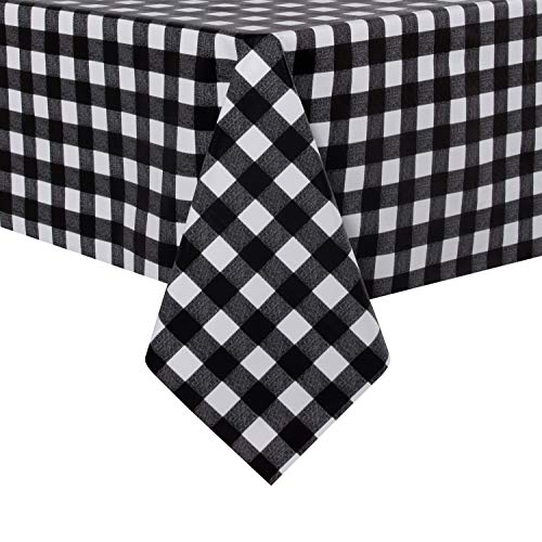sancua Checkered Vinyl Rectangle Tablecloth - 54 x 78 Inch - 100% Waterproof Oil Proof Spill Proof PVC Table Cloth, Wipe Clean Table Cover for Dining Table, Buffet Parties and Camping, Black and White