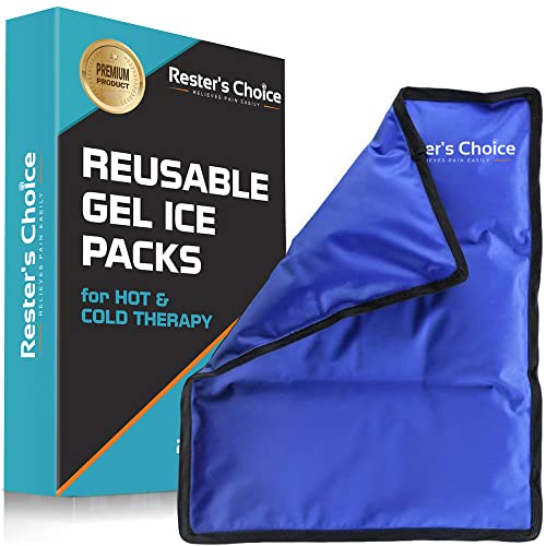 Rester's Choice Ice Pack for Injuries Reusable - (Standard Large: 11x14.5') for Hip, Shoulder, Knee, Back - Hot & Cold Compress for Swelling, Bruises, Surgery - Heat & Cold Therapy