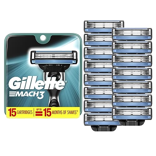 Gillette Mach3 Razor Refills for Men, 15 Razor Blade Refills