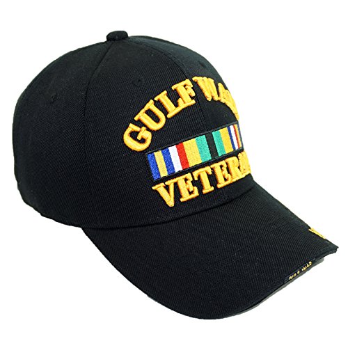 U.S. Military Official Licensed Embroidery Hat Army Navy Veteran Baseball Cap (Gulf WAR Veteran-Black)