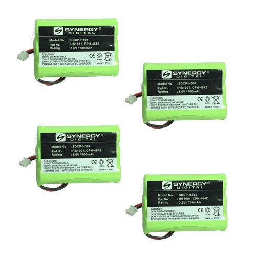 Synergy Digital Cordless Phone Batteries, works with Ooma Telo Handset Cordless Phone, Combo-Pack Includes: 4 x SDCP-H304 Batteries