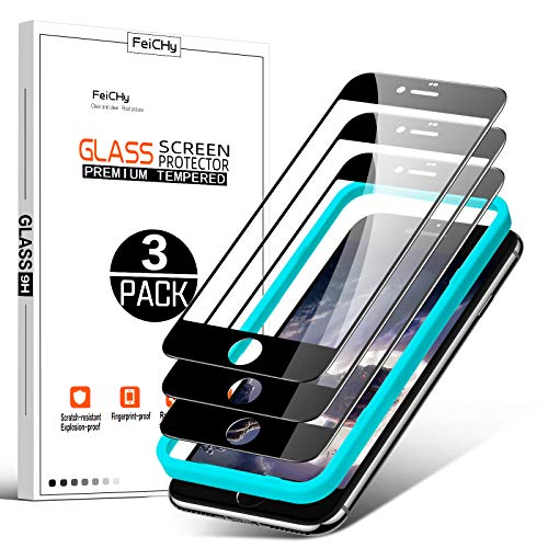 FeiCHy for iPhone 6/6s Plus Screen Protectors with 5.5 Inch(3 Pack), for Anti-scratch,Anti-dust and Anti-burst Tempered Glass Screen Protector iPhone 6/6s Plus - Clear,Black border
