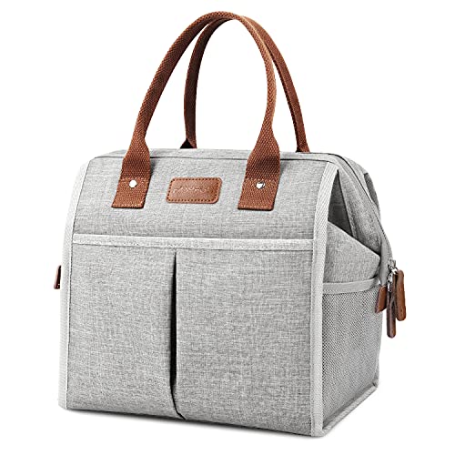 EASYFUN Lunch Bag for Women & Men, Large Insulated Lunch Box Cooler Tote Bags, Adult Reusable Lunch Boxes with Water Resistant for Work, Travel and Picnic (Grey)