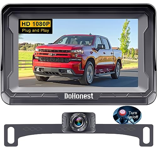 Backup Camera HD 1080P Rear View Monitor Kit Night Vision Waterproof Reverse Camera for Car Truck Pickup Minivan DIY Grid Lines DoHonest S01