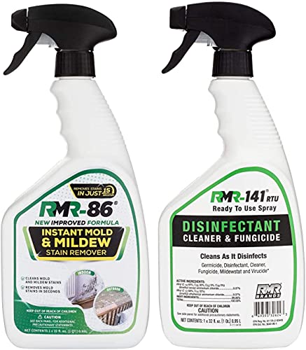 RMR Brands Complete Mold Killer & Stain Remover Bundle - Mold and Mildew Prevention Kit, Disinfectant Spray, Mold and Mildew Stain Remover, Includes 2-32 Ounce Bottles