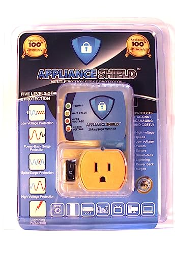 APPLIANCE SHIELD Surge Protector - Protects Appliances From Damaging & Costly Voltage Spikes/Dips, Works Great for Appliances, Refrigerators, Freezers, Dryers. Best In Class 20 Amp, 2200 Watts.