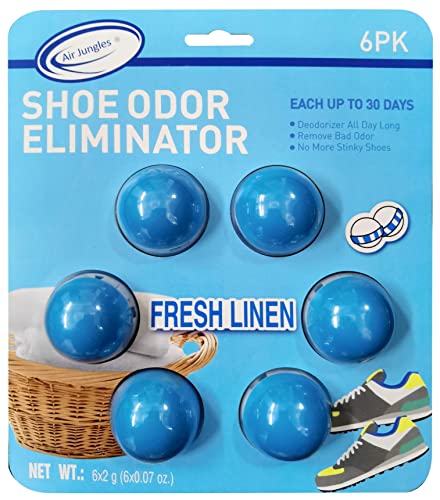 Air Jungles Odor Deodorizer Balls for Shoes, Gym Bags, Drawers, and Locker, Fresh Linen, Natural Tea polyphenols and Essential Oil Long Lasting Odor Eliminator Air Freshener Twist Ball