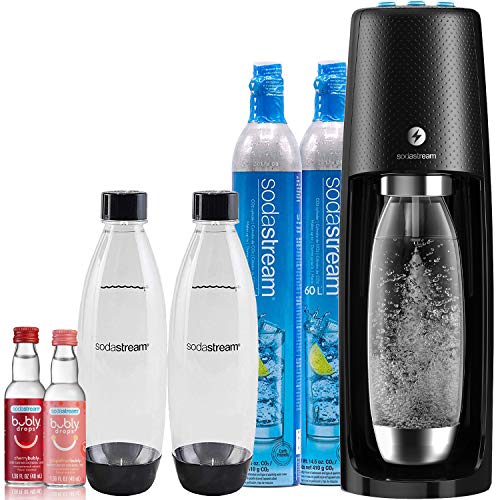 SodaStream Fizzi One Touch Sparkling Water Maker Bundle (Black) with CO2, BPA Free Bottles, and Bubly Drops Flavors