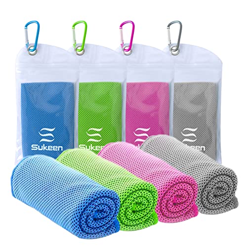 [4 Pack] Cooling Towel (40'x12'), Ice Towel, Soft Breathable Chilly Towel, Microfiber Towel for Yoga, Sport, Running, Gym, Workout,Camping, Fitness, Workout & More Activities