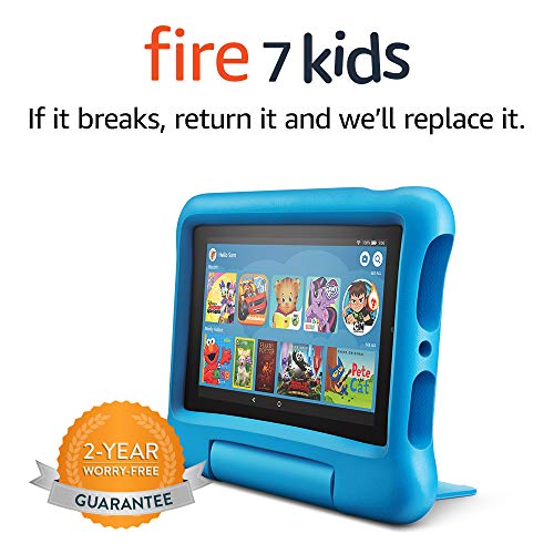 Fire 7 Kids tablet, 7' Display, ages 3-7, 16 GB, (2019 release), Blue Kid-Proof Case