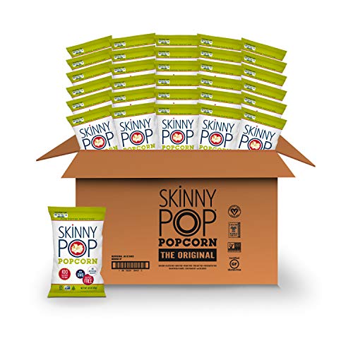 SkinnyPop Original Popcorn, Individual Snack Size Bags, Skinny Pop, Healthy Popcorn Snacks, Halloween Snacks for Kids, Gluten Free, 0.65 Ounce (Pack of 30)