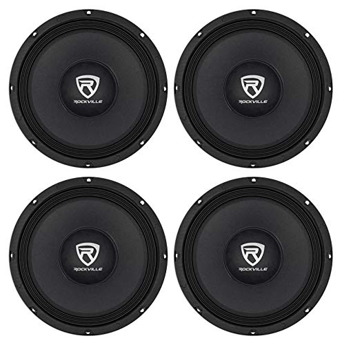 4) Rockville RM108PRO 10' 2400 Watt 8-Ohm SPL Car Midrange Mid-Bass Pro Speakers