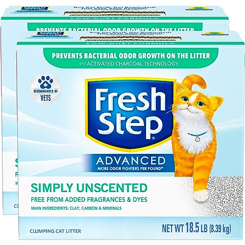 Fresh Step Clumping Cat Litter, Advanced, Simply Unscented, Extra Large, 37 Pounds total (2 Pack of 18.5lb Boxes)