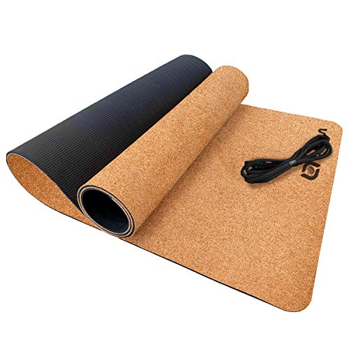 Limm Cork Yoga Mat Thick - Natural Yoga Mat - No-Slip Exercise Mat and Workout Mat for Yoga, Pilates and More (Premium Black)